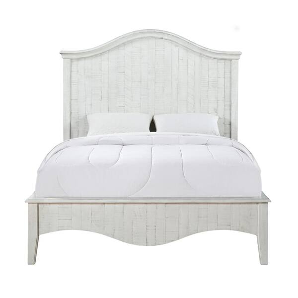 Modus Furniture Ella White White Wash Full Panel Bed with Camelback Headboard