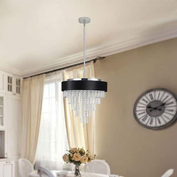FIRHOT 18 in. 5-Light Black Modern Luxury Empire Crystal Chandelier for Dining Room, Living Room