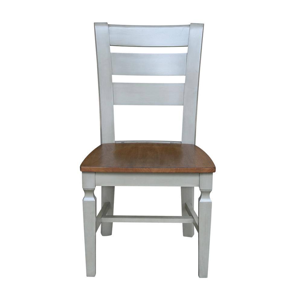 Vista Distressed Hickory and Stone High Ladderback Wood Chairs - Set of 2