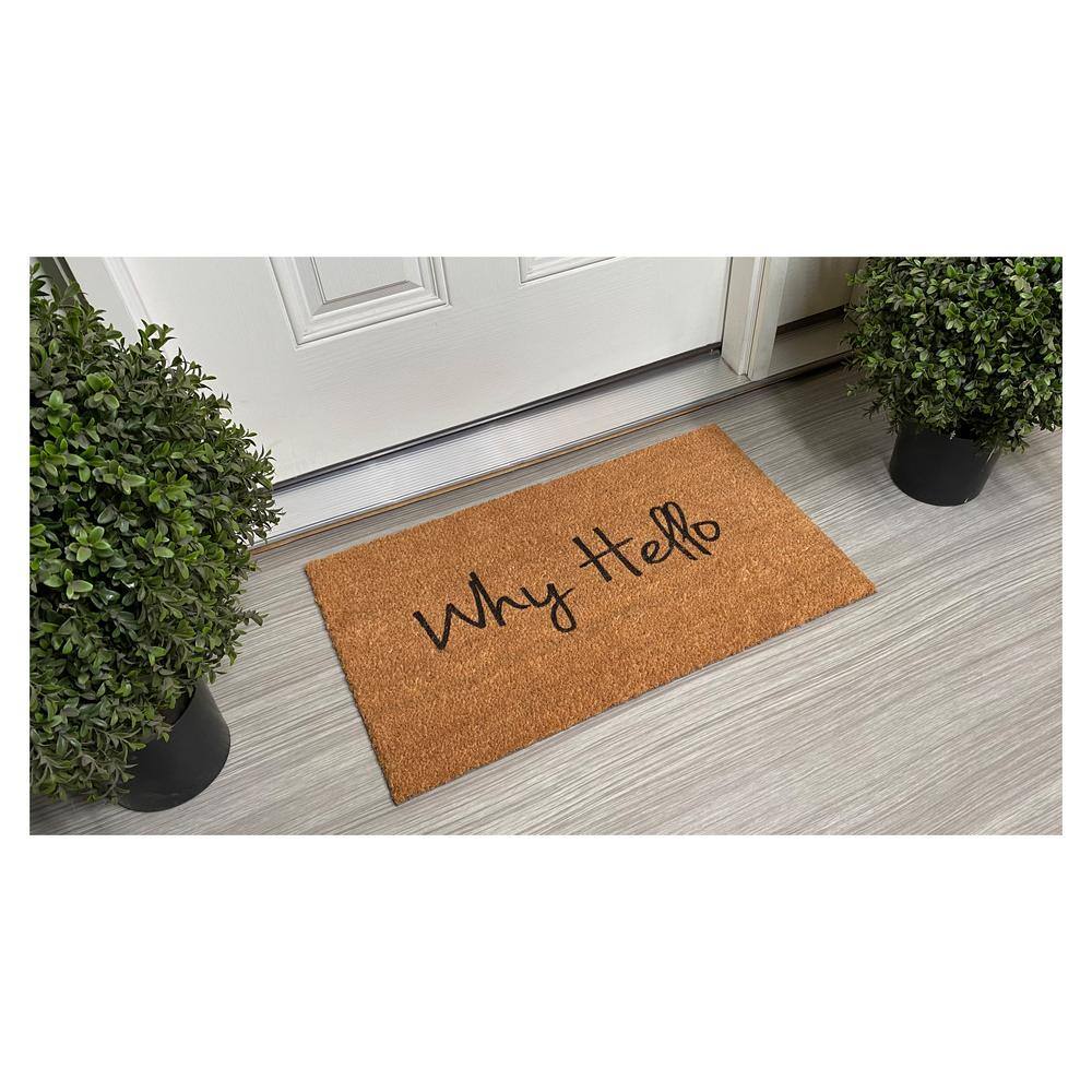 Why Hello Natural Coir Outdoor Doormat 30" x 48"
