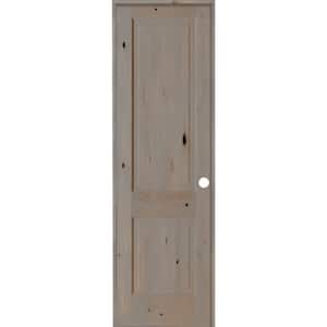 28 in. x 96 in. Rustic Knotty Alder Wood 2 Panel Square Top Left-Hand/Inswing Grey Stain Single Prehung Interior Door