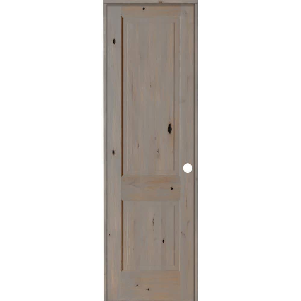 28 in. x 96 in. Rustic Knotty Alder 2-Panel Left Handed Grey Stain Wood Single Prehung Interior Door with Square Top price history on PriceWatchPro