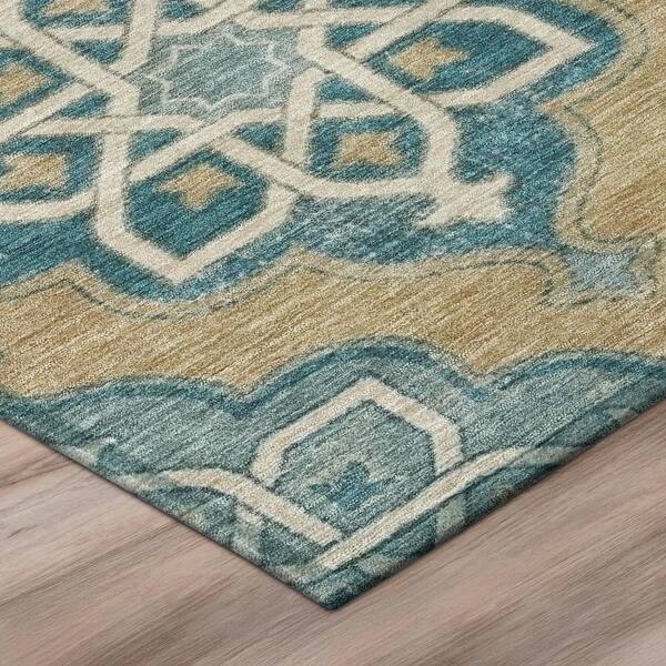 Chantille Machine Washable Indoor/Outdoor Abstract ACN3031 Turquoise 9 ft. x 12 ft. Area Rug