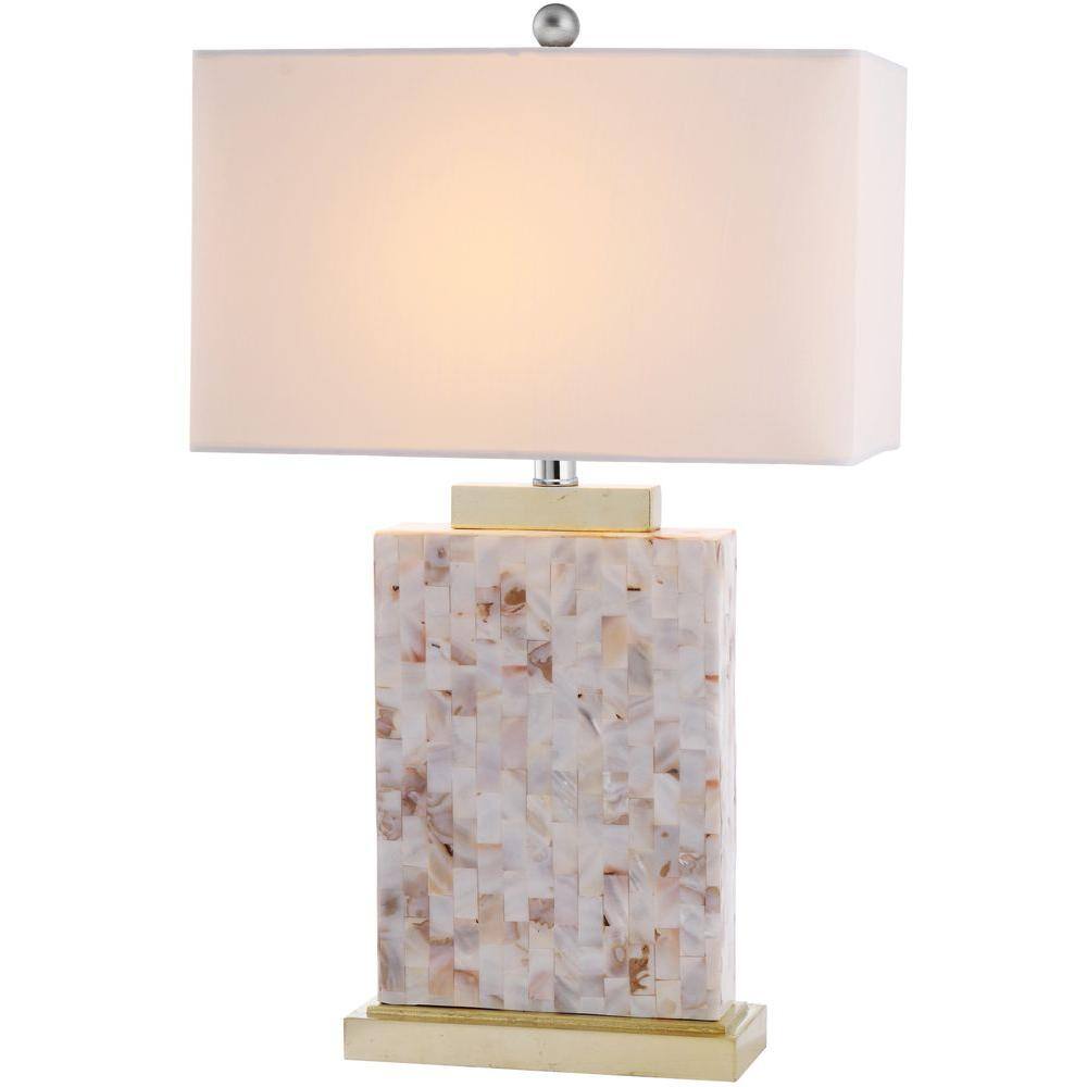 Tory Shell Cream 24.5" Traditional Desk Lamp with White Shade