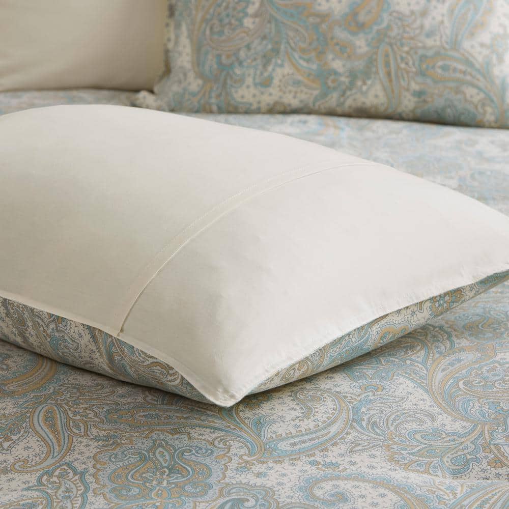 Chelsea Blue and Ivory Cotton Full/Queen Duvet Cover Set