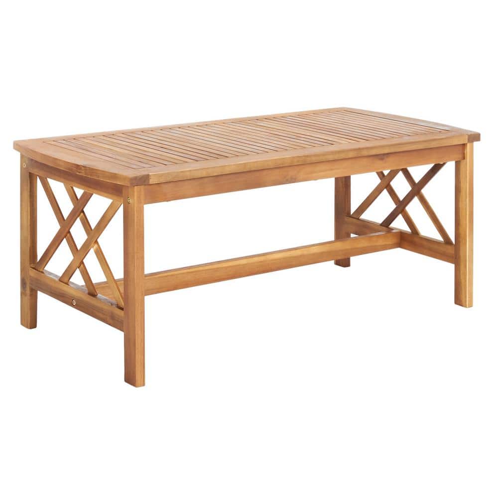 Fontana Natural Acacia Wood 4-Piece Patio Set with Green Cushions