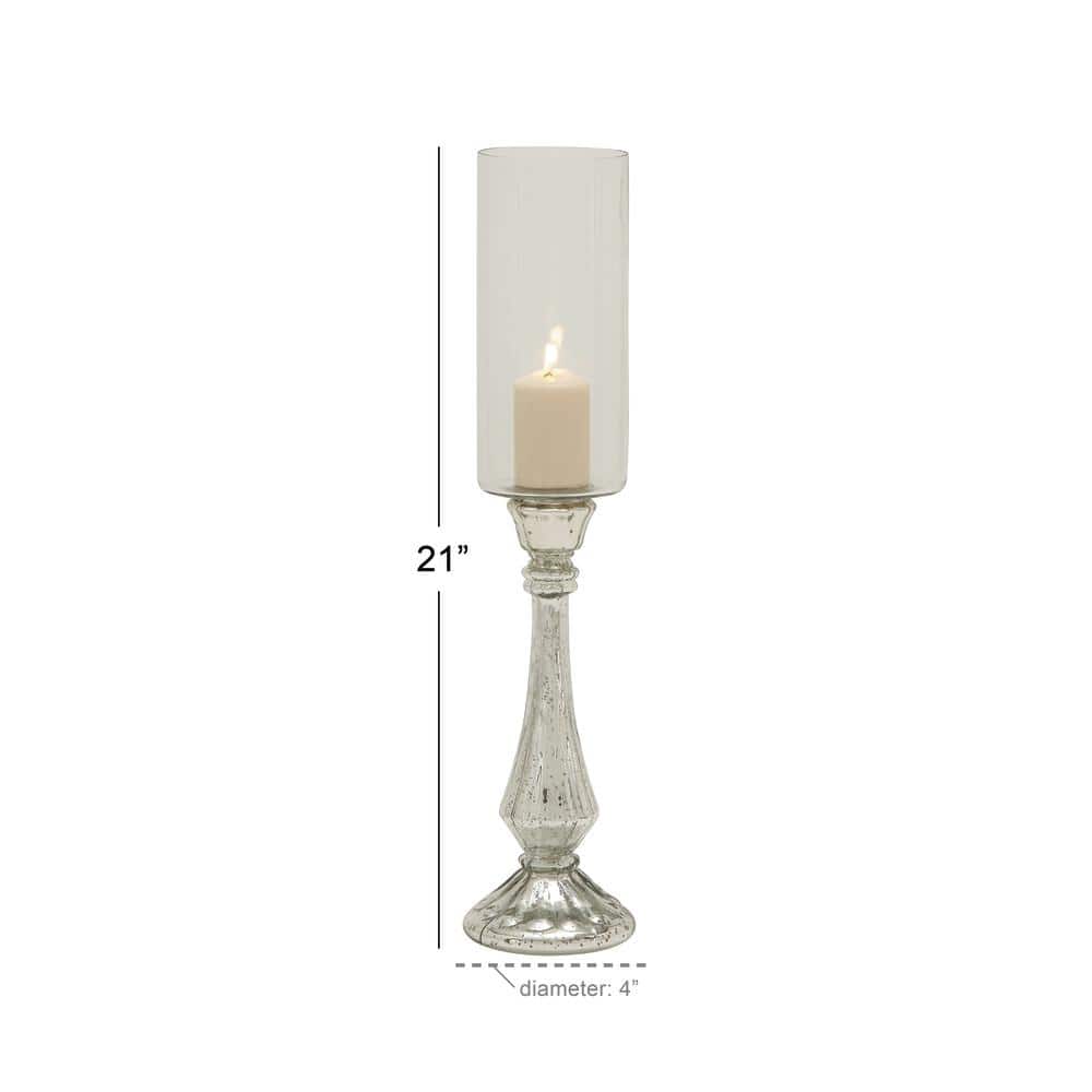 Elegant Silver Glass 21" Handmade Hurricane Candle Lantern