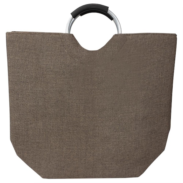 Home Basics Laundry Guide Brown Canvas Hamper Tote with Soft Grip