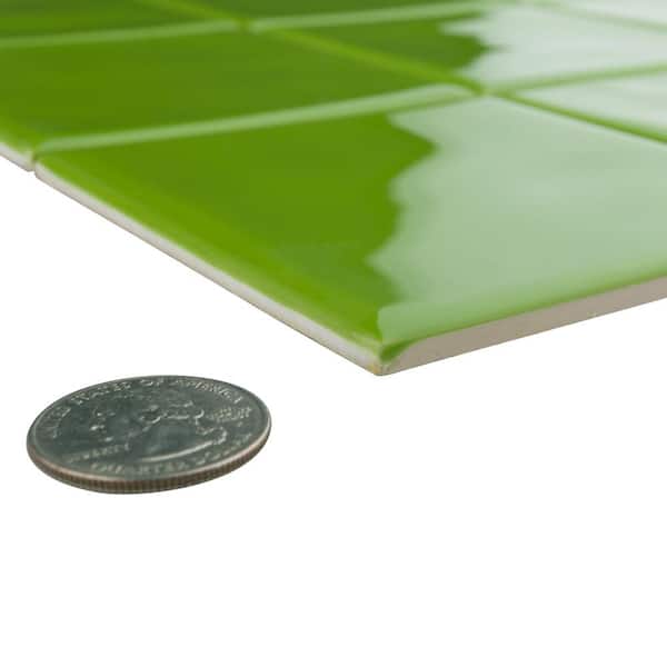 CREA　モスグリーン Twist Square Green Kiwi 11-3/4″ x 11-3/4″ Ceramic Mosaic