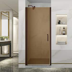 30-31.5 in.W x 72 in.H Pivot Swing Frameless Shower Door with 1/4 in. Amber Tempered Glass and Bronze Finish