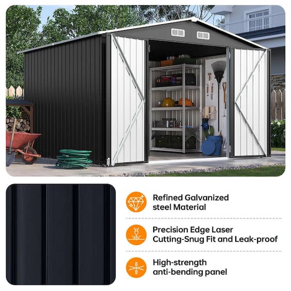 Sizzim 9 ft. W x 7 ft. D Storage Metal Shed with Lockable Doors