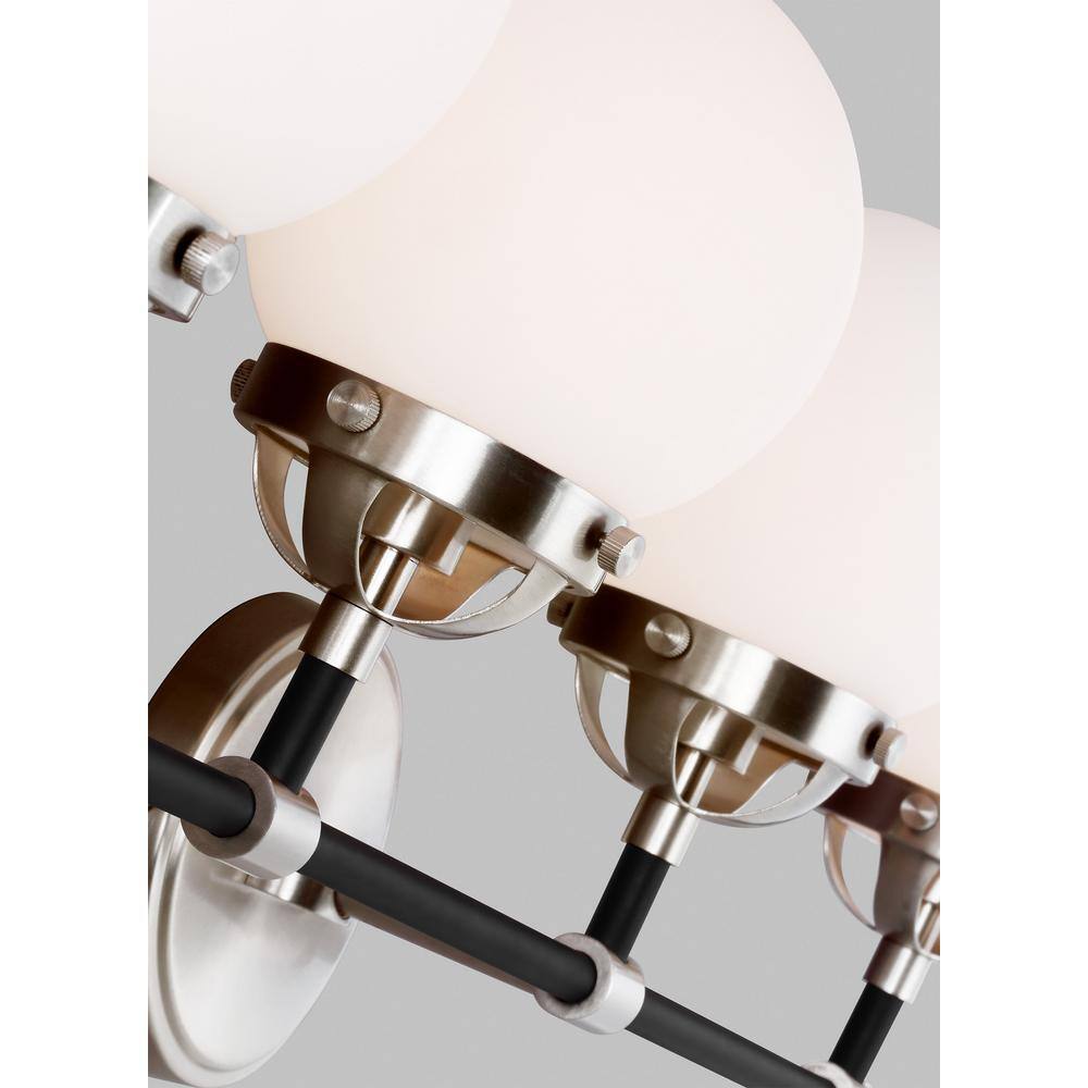 Midnight Black Brushed Nickel 5-Light Vanity with Etched Glass