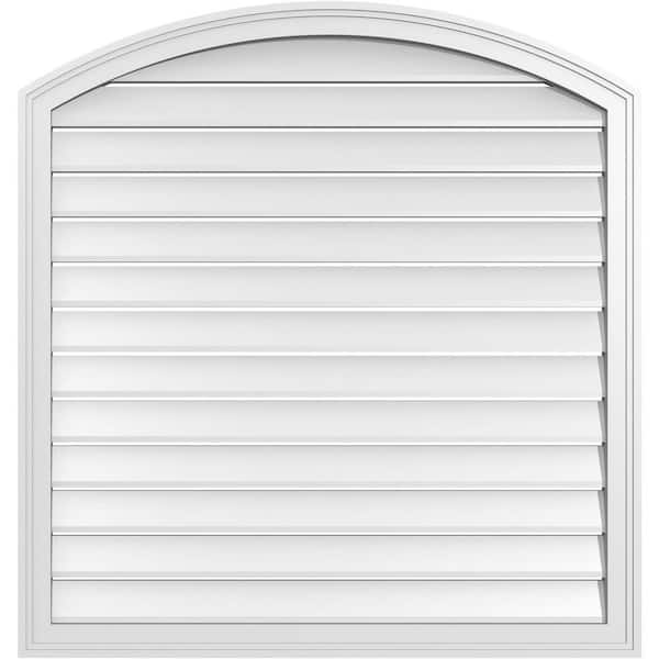 Ekena Millwork 38" x 38" Arch Top Surface Mount PVC Gable Vent: Non-Functional with Brickmould Frame