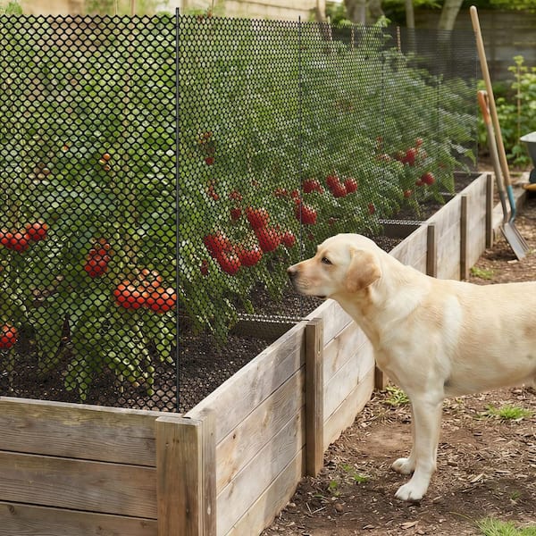 3 ft. x 82 ft. Plastic Barrier Fence Temporary Fencing with Metal Stakes Black Safety Garden Netting for Backyard