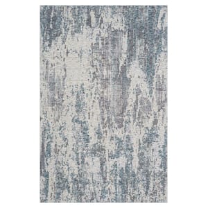 Modern Gray/Blue 7 ft. 9 in. x 9 ft. 9 in. LR82464 Contemporary Abstract Indoor Area Rug