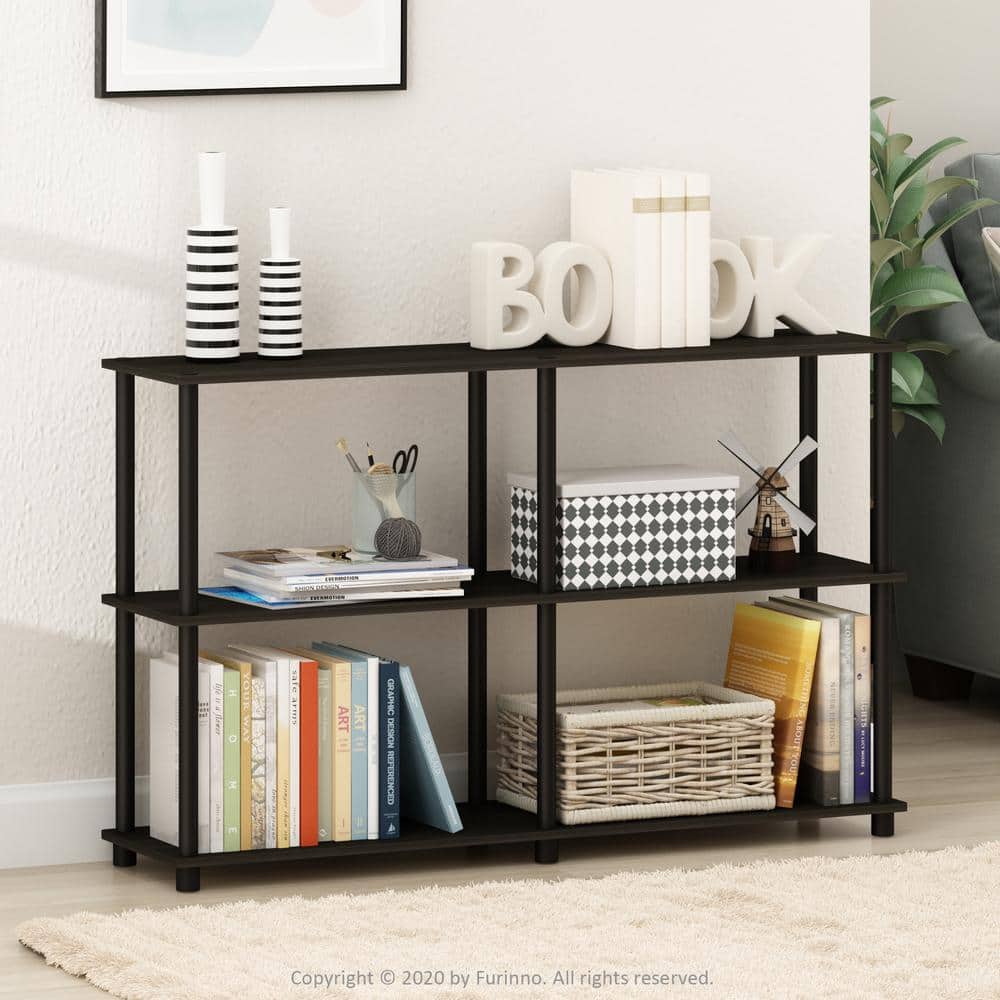 Espresso Black Engineered Wood 3-Tier Display Rack