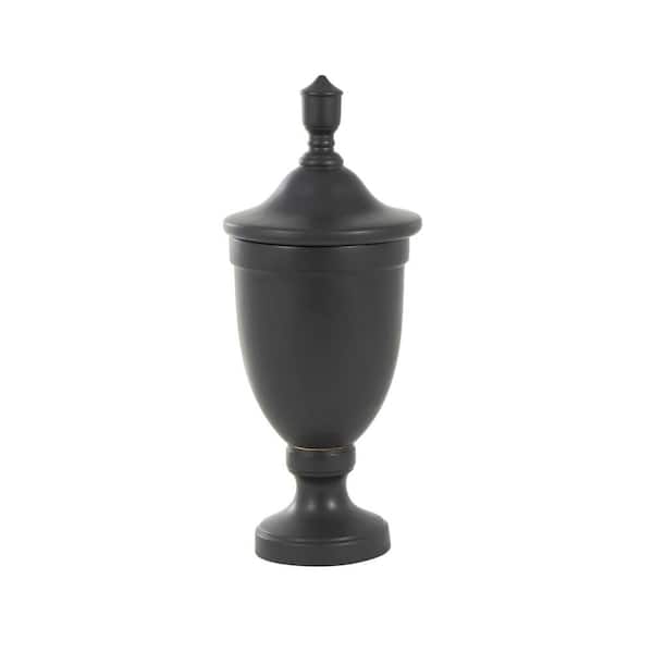 Litton Lane Black Ceramic Fluted Urn Shaped Decorative Jars with Lid