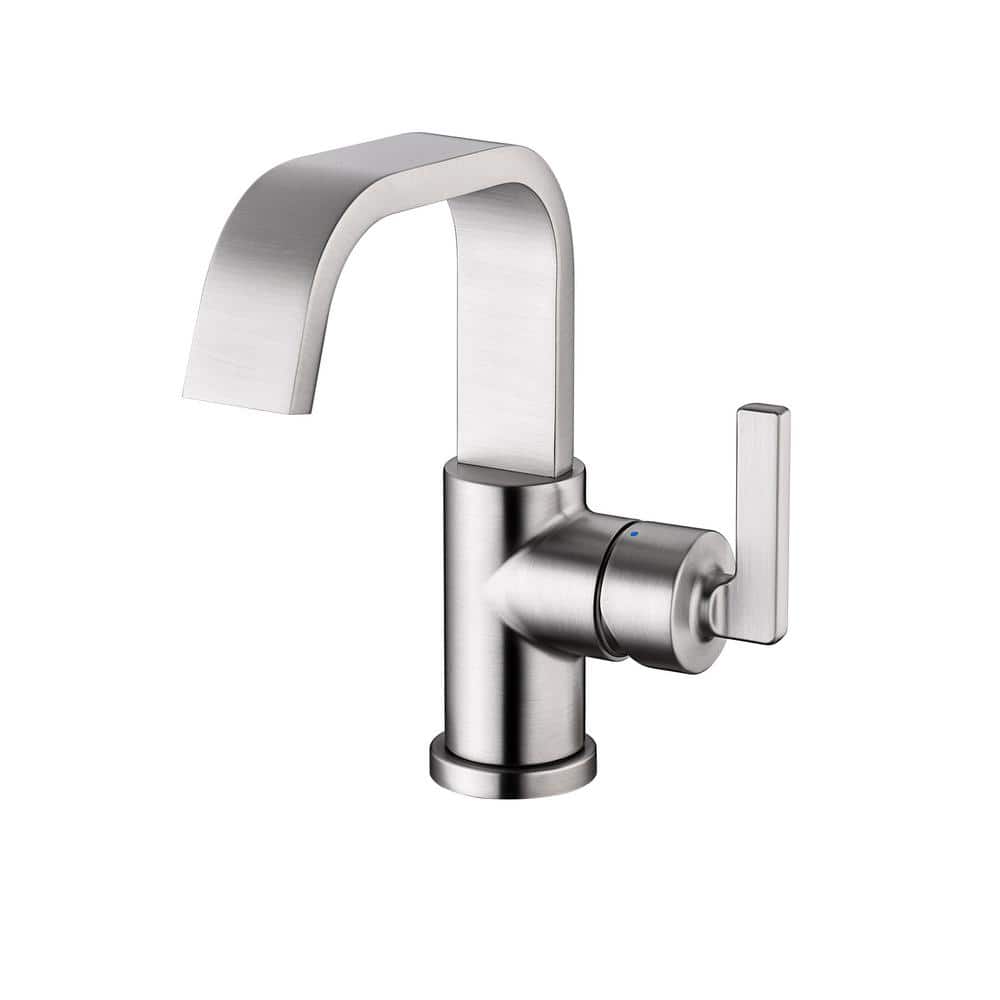 Brushed Nickel Single Hole Bathroom Faucet with Drain Assembly