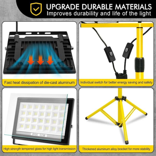 21000 Lumen 2 Head LED Work Light Portable Tripod Stand IP66
