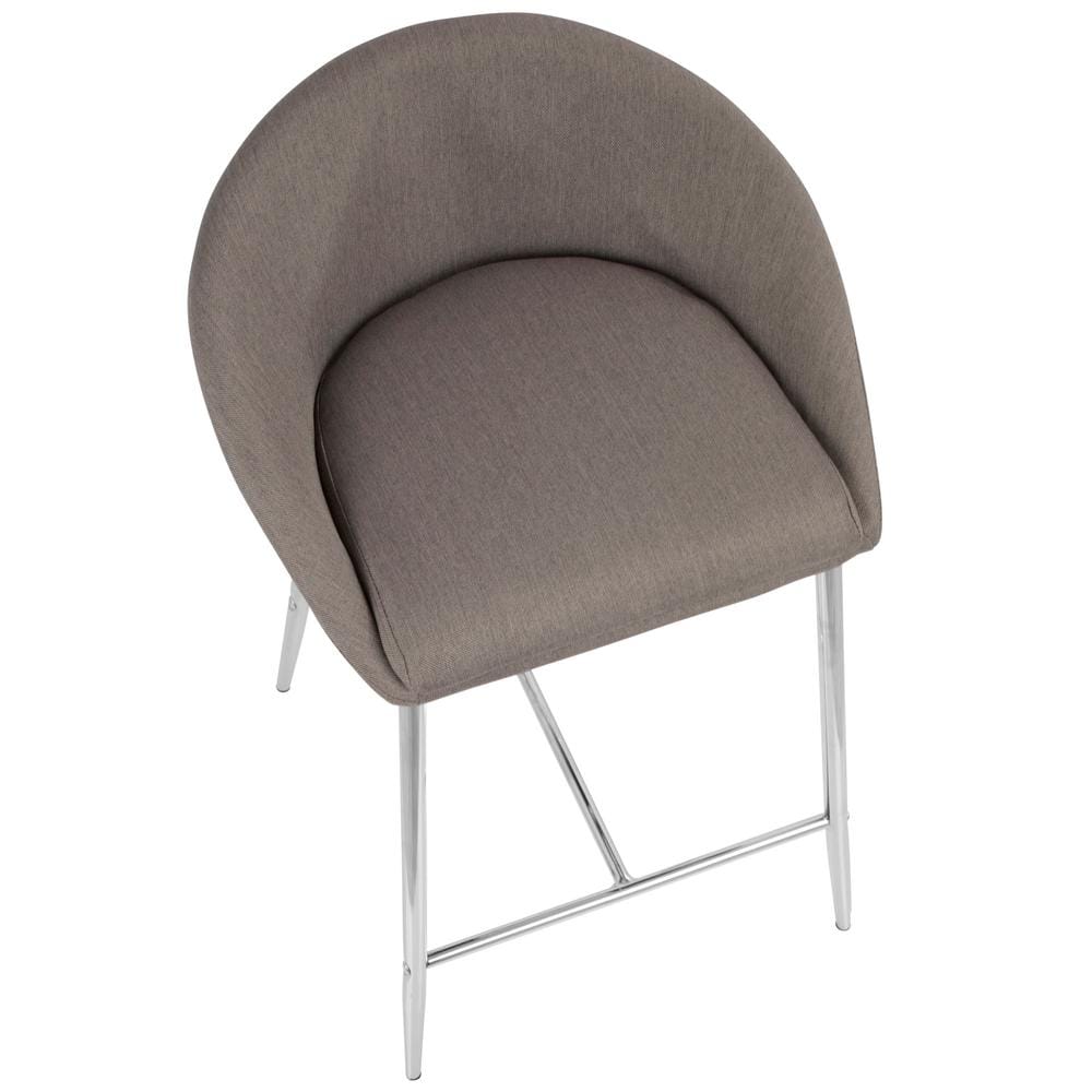Elegant Matisse Chrome and Grey Fabric Counter Stool, Set of 2