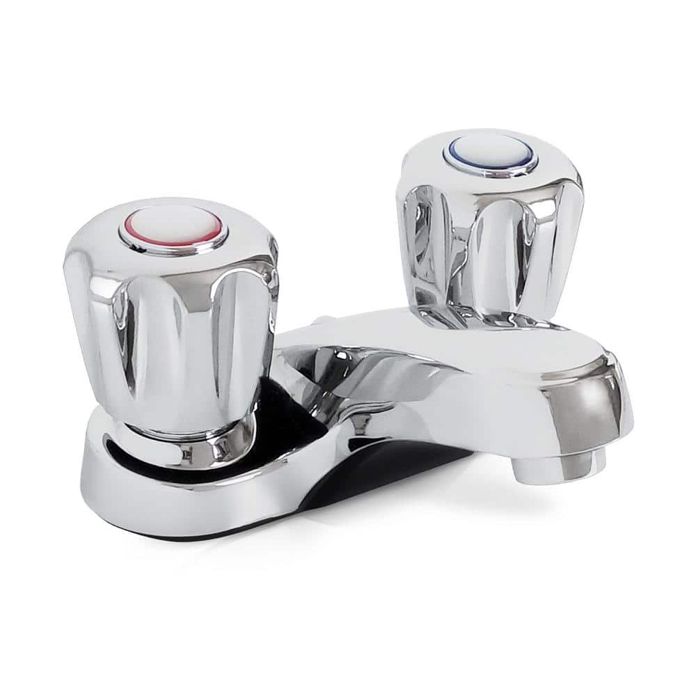 Polished Chrome Double Handle Low Arc Bathroom Faucet