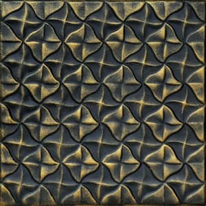 Granny's Pinwheel Black Brass 1.6 ft. x 1.6 ft. Decorative Foam Glue Up Ceiling Tile (21.6 sq. ft./case)