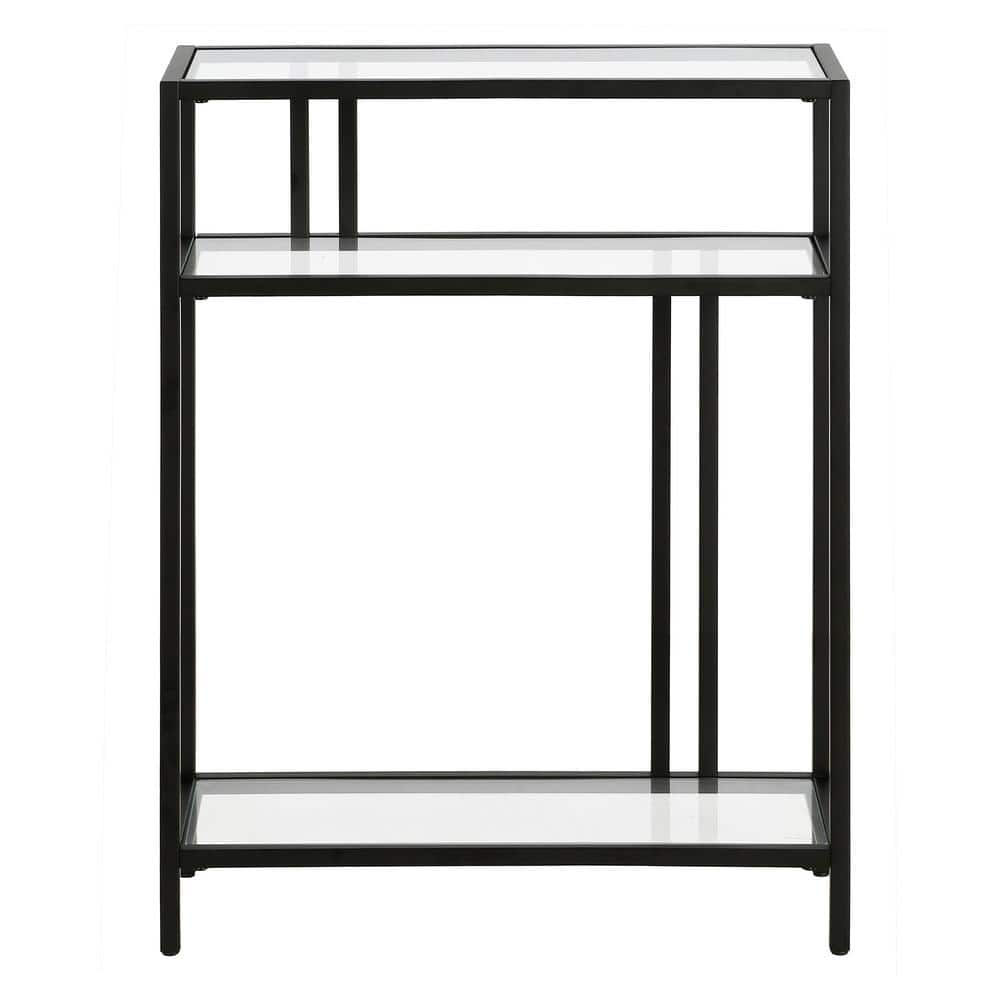Blackened Bronze 22" Console Table with Glass Shelves