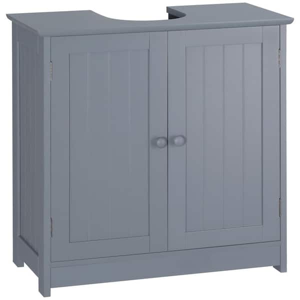 HOMCOM 23.5 in. W x 11.75 in. D x 23.5 in. H Bath Vanity Cabinet without Top in Gray