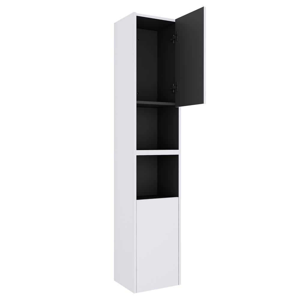 11.81 in. W x 9.81 in. D x 59.00 in. H Bathroom Storage Wall Cabinet in White with Soft Closing Door and Open Shelves price history on PriceWatchPro