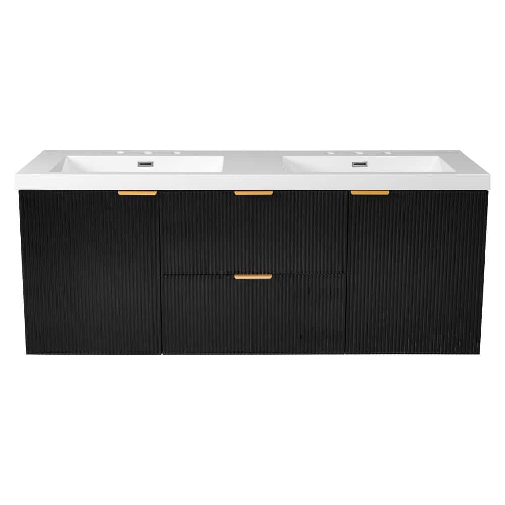 60 in. Wall-Mounted Black Bath Vanity with White SMC Top Unassembled price history on PriceWatchPro