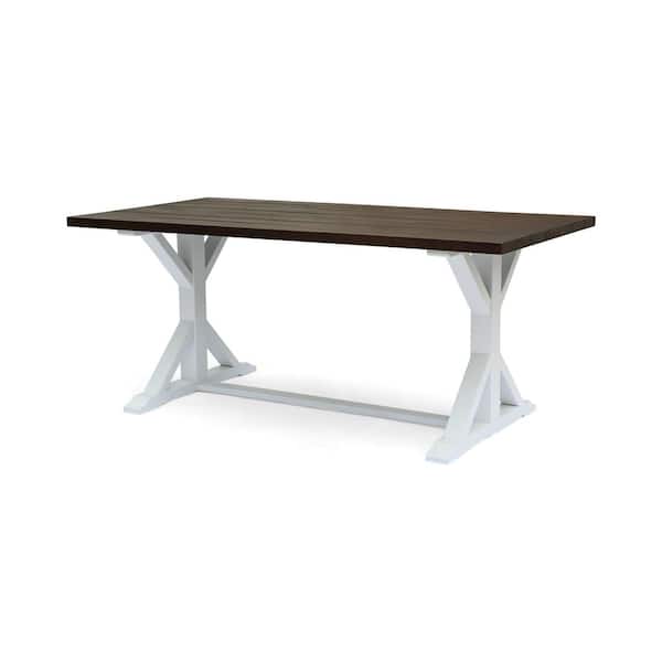 Zeus & Ruta 69 in. Rectangular Dark Brown Acacia Wood Farmhouse Outdoor Dining Table for Garden, Backyard, Balcony and Poolside