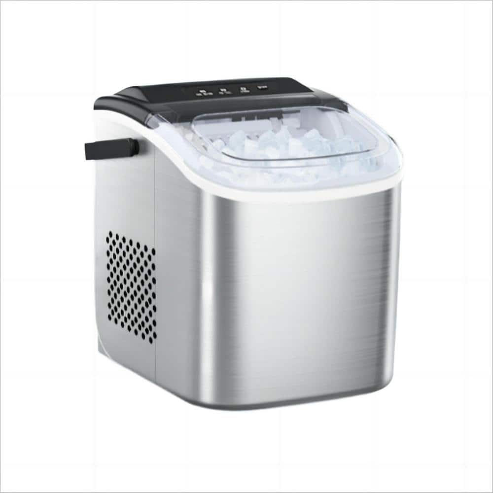 8.66 in. 26 lbs. Countertop or Portable Bullet Ice Maker in Stainless Steel Silver -  COWSAR, ZDB-Z5812SH-SL