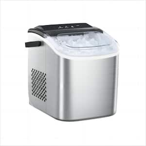 8.66 in. 26 lbs. Countertop or Portable Bullet Ice Maker in Stainless Steel Silver