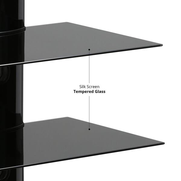 black glass floating tv stand