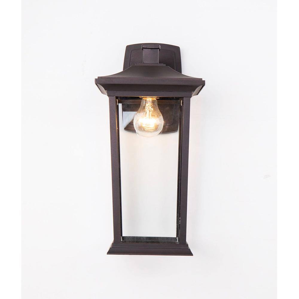 Elegant Modern 17" Bronze and Black Dimmable Sconce with Clear Glass