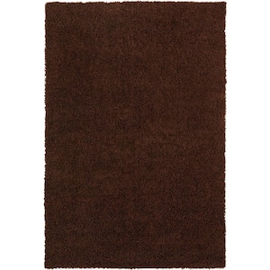 Solid Shag Chocolate Brown 7 ft. x 10 ft. Area Rug