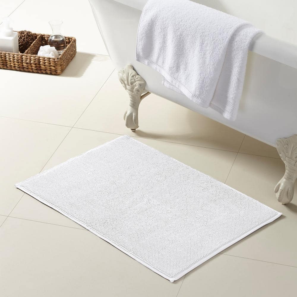 Shop Feather Touch Reversible Bath Rug White, Bath Rugs