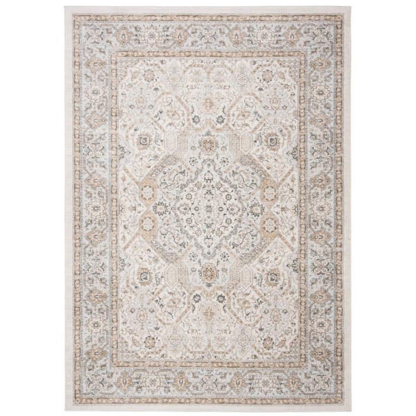 SAFAVIEH Isabella Cream/Beige 4 ft. x 6 ft. Floral Medallion Area Rug