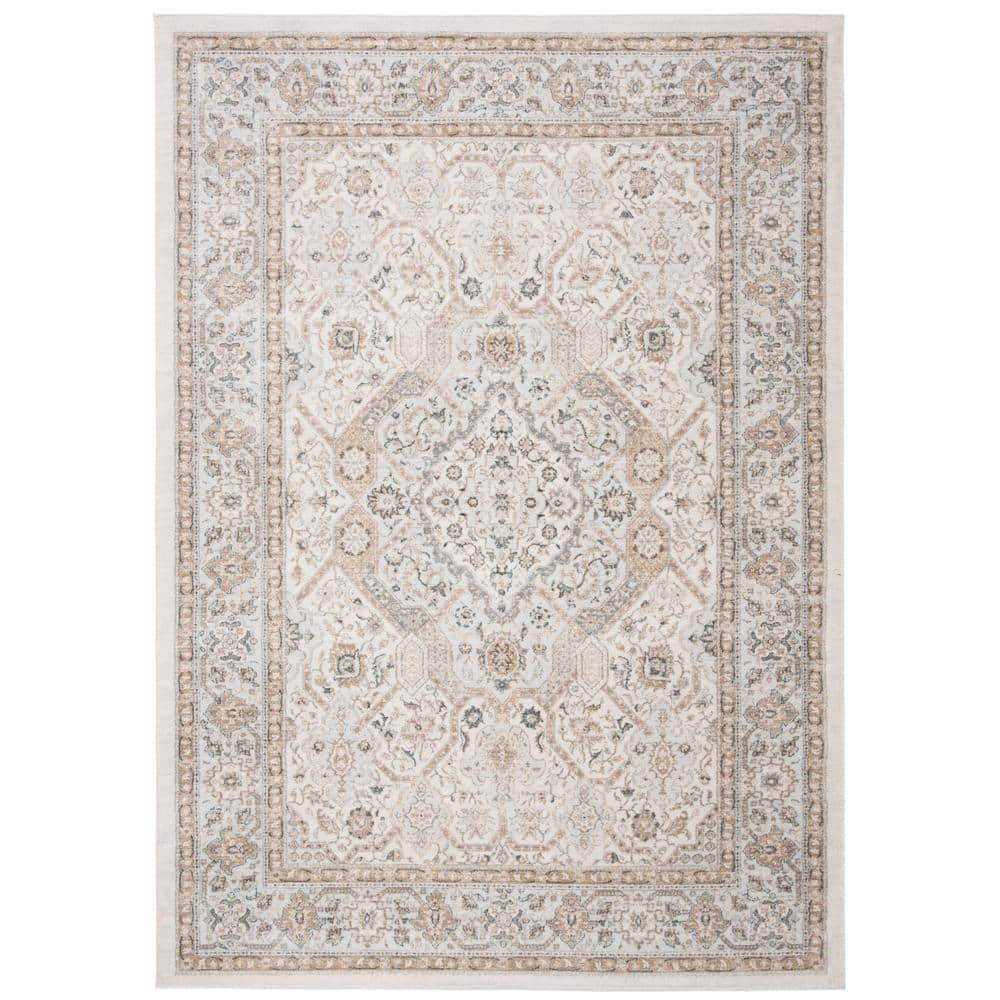 Isabella Cream and Beige Synthetic Stain-Resistant Area Rug