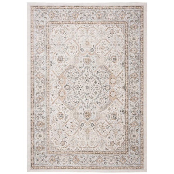 SAFAVIEH Isabella Cream/Beige 8 ft. x 10 ft. Floral Medallion Area Rug ...