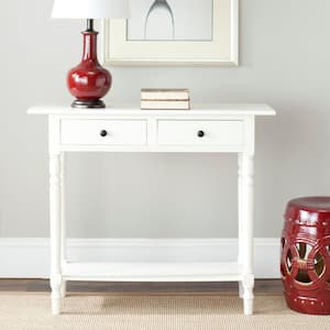 Rosemary 38 in. Distressed Cream Standard Rectangle Wood Console Table with Drawers