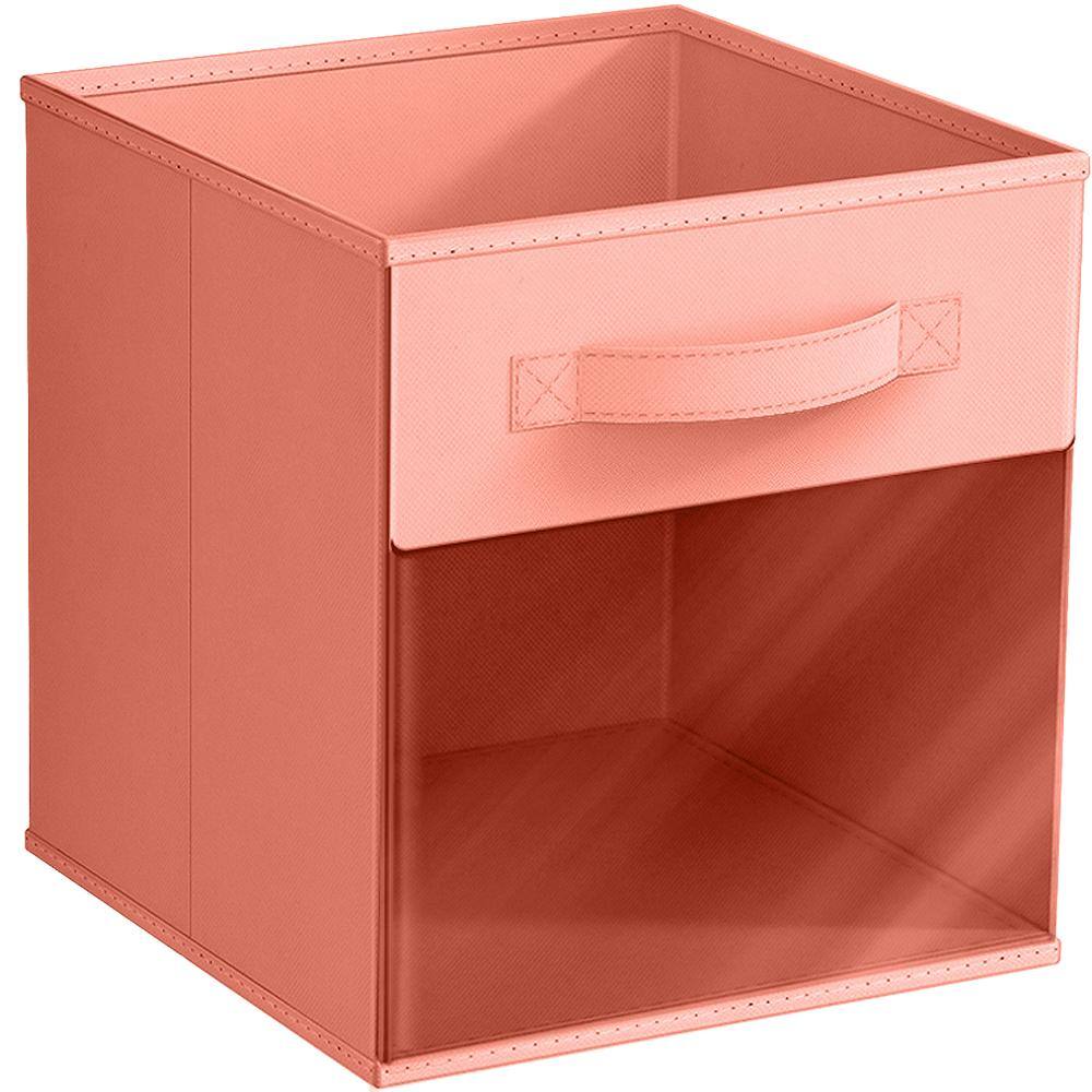11 Inch Collapsible Fabric Storage Bin with Clear Window - Single Pack - Peach