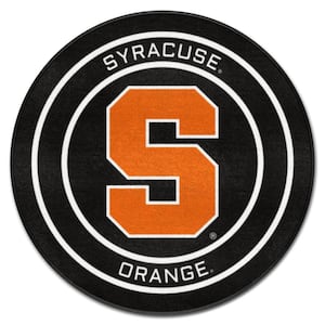 Syracuse Black 2 ft. Round Hockey Puck Accent Rug