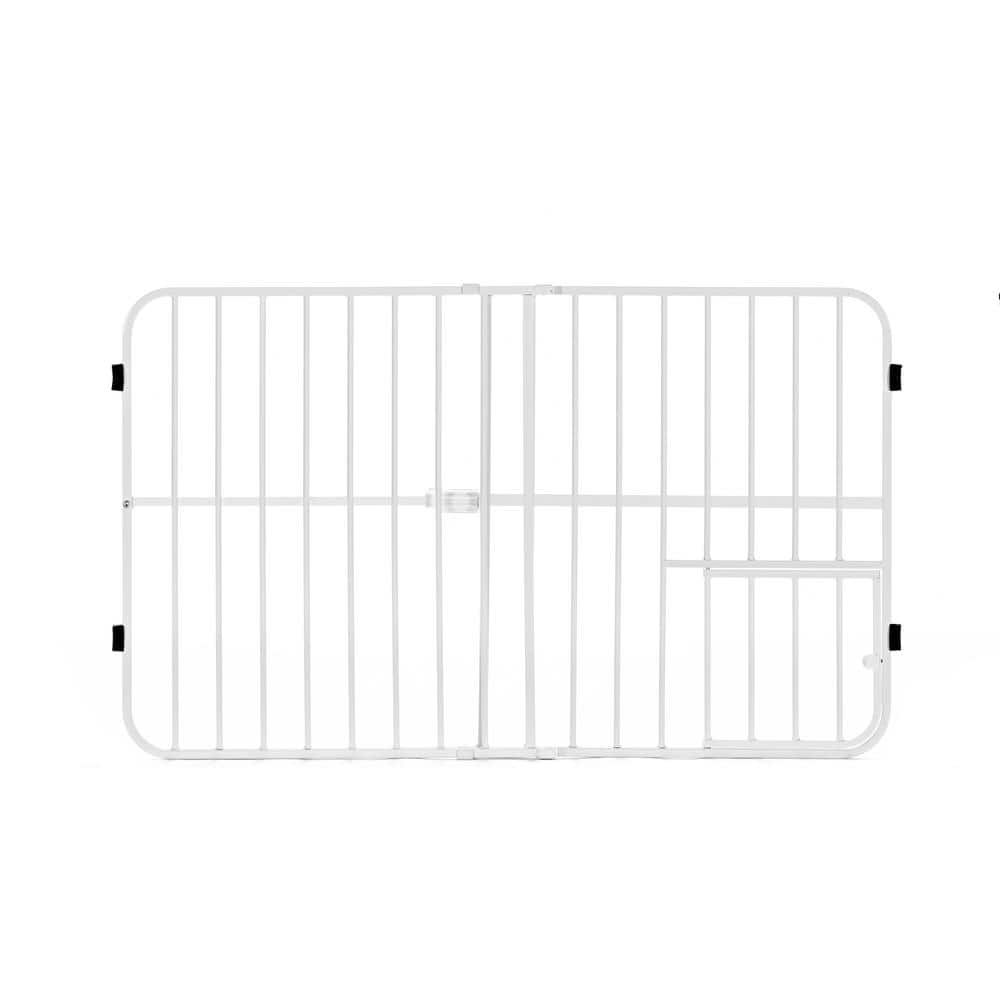 Carlson Pet Products Tuffy Metal Expandable Pet Gate  Includes Small Pet Door  24  H x 42  L Inch  White
