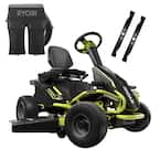 38 in. 100 Ah Battery Electric Rear Engine Riding Lawn Mower and Bagging Kit