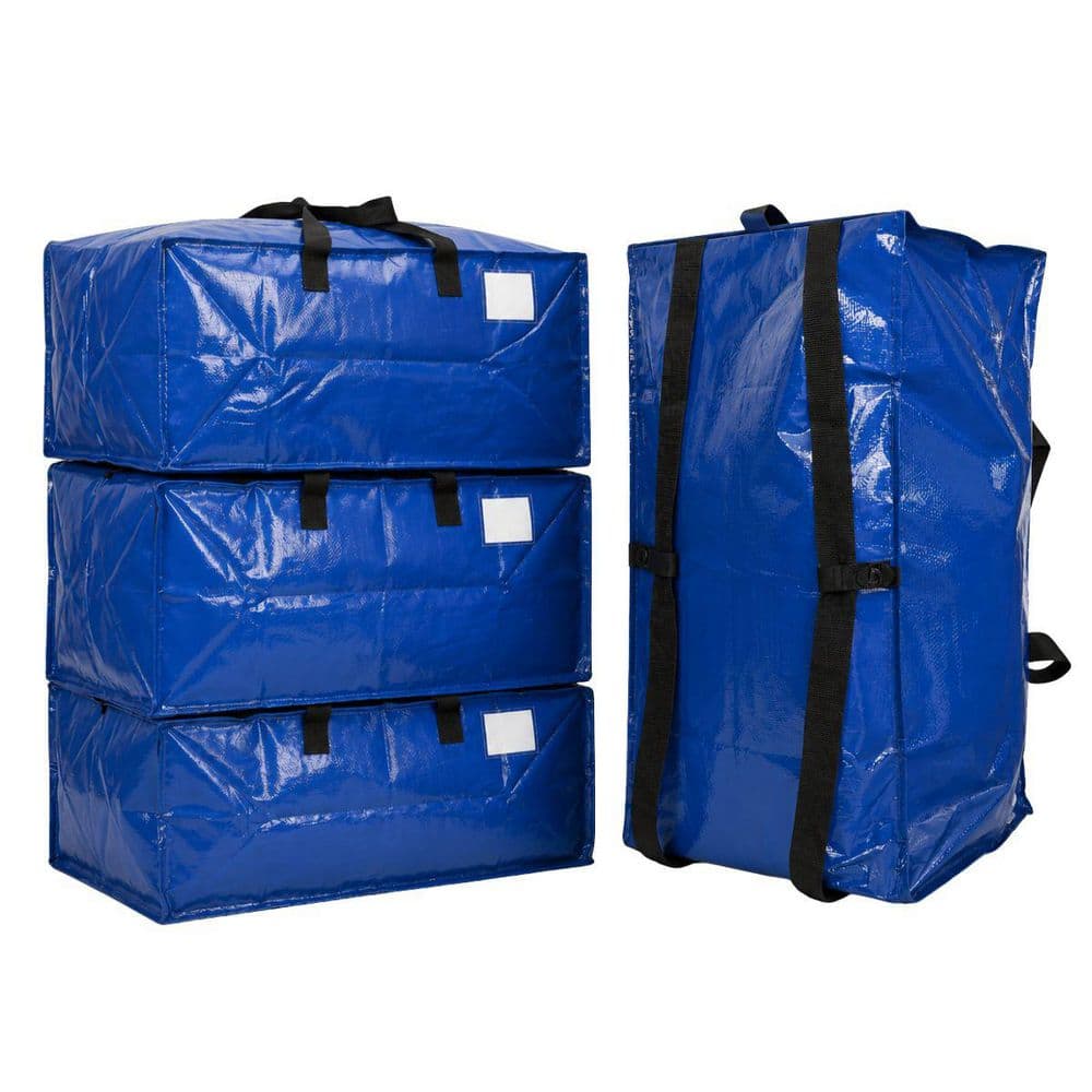 DURASACK - 20 Gal. Heavy-Duty Moving and Storage Bag Blue Polypropylene (4-Pack)