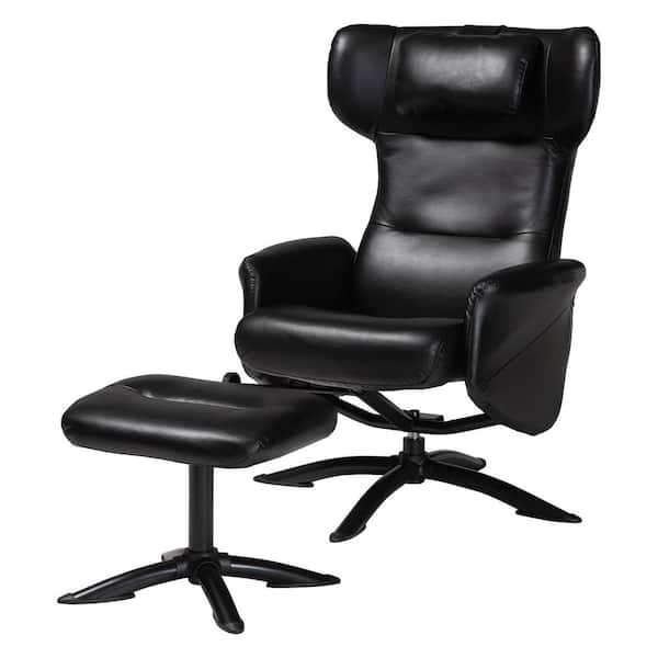 Elwood Black Arm Chair with Ottoman Set