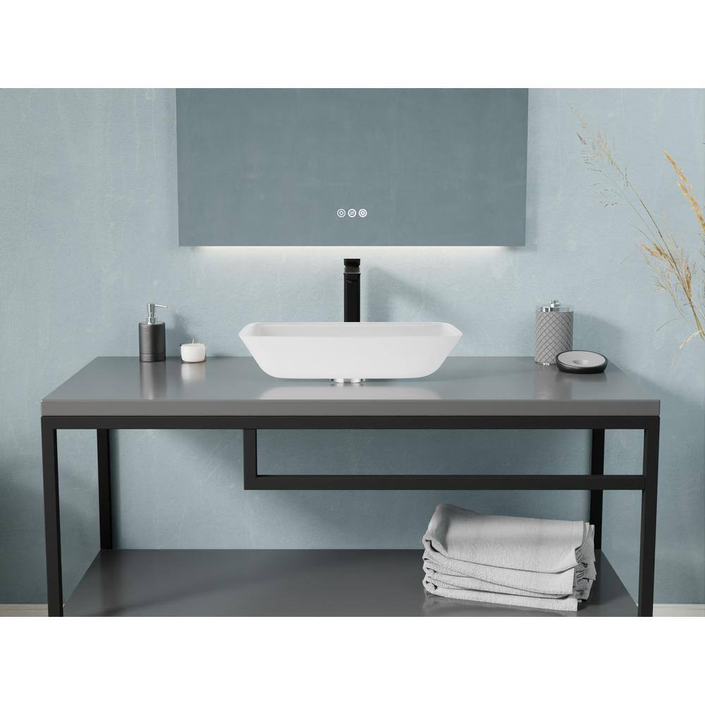Innovio White Glass Rectangle Vessel Bathroom Sink