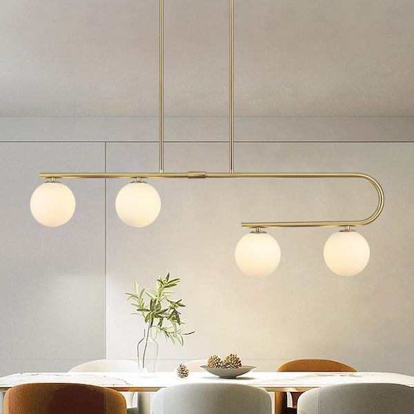 Madison 9 -Watt 4 Light Milky White Shaded Pendant Light with Globe Glass Shade , No Bulbs Included