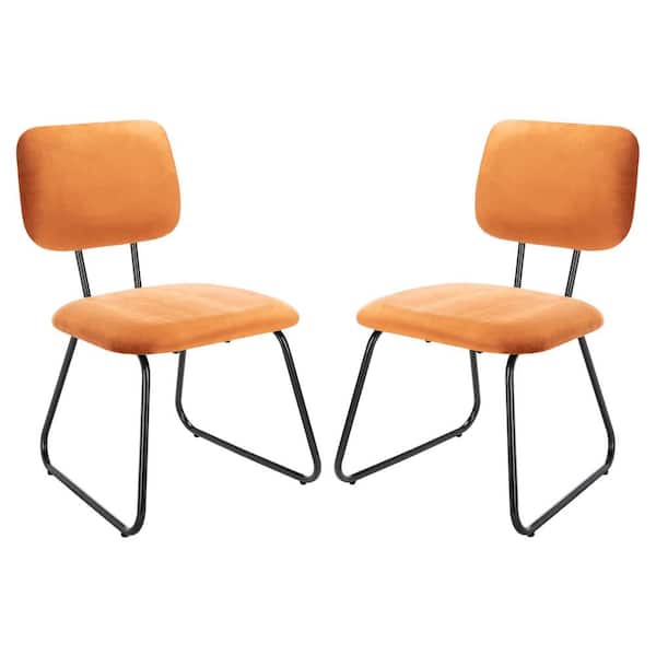 SAFAVIEH Chavelle Orange/Black Upholstered Side Chairs (Set of 2)